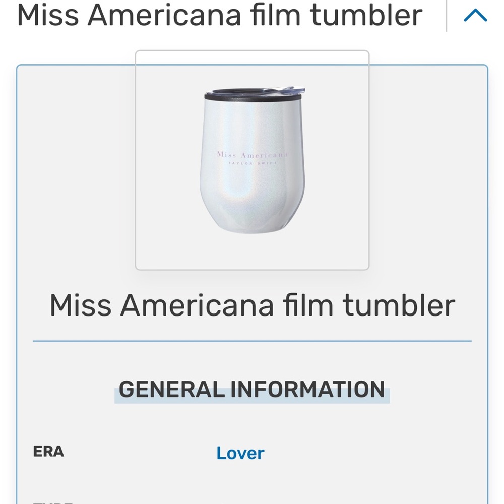 RARE official miss americana taylor swift stainless steel tumbler!